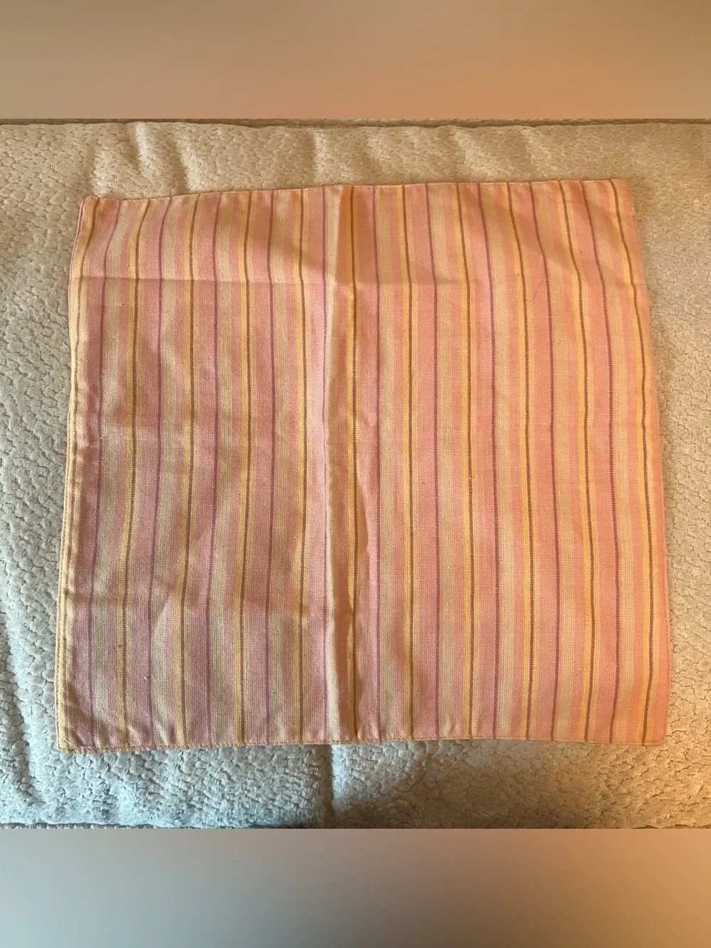 VTG April Cornell French Country Pink Plaid Floral Pillow Cover Button 15.5in